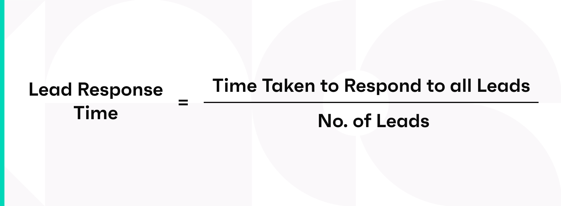 Lead Response Time = Time taken to respond to all leads / No. of leads