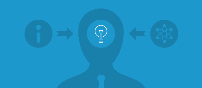 Graphic illustration of a person with a lightbulb in their head