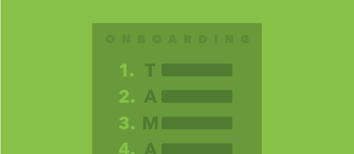 Graphic illustration of an onboarding document that says 