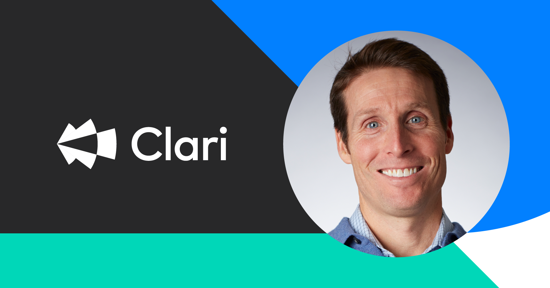 Banner image with Clari logo and headshot photograph of Andy Byrne, CEO of Clari