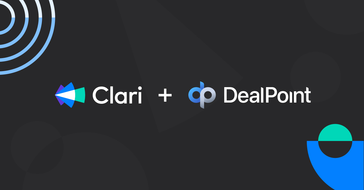 Graphic illustration with Clari and DealPoint logos