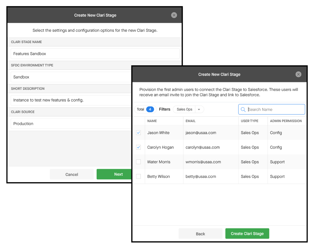 Screenshot of Clari Studio forecast builder