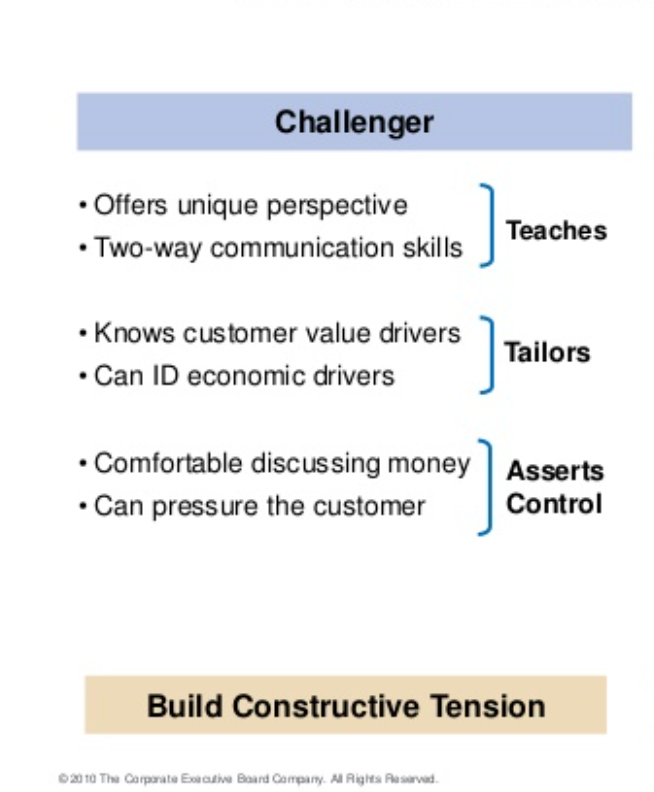 The Challenger rep, according to Matthew Dixon. Source: SlideShare