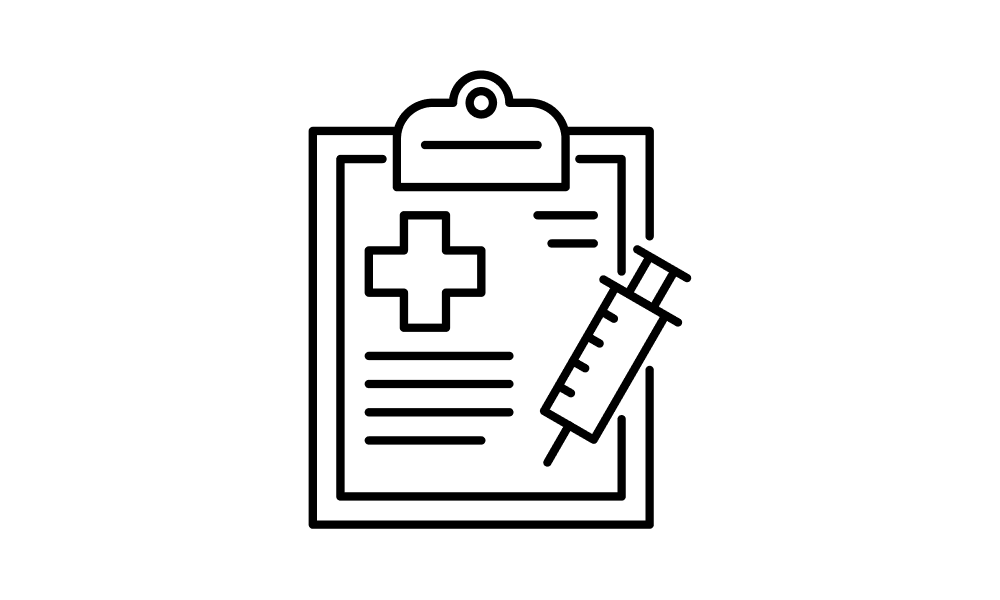 Icon of a clipboard and vaccine