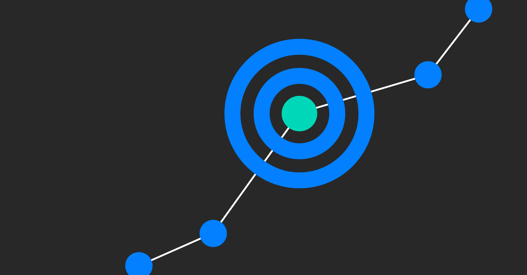 Stylized illustration of bullseye overlapping a line graph