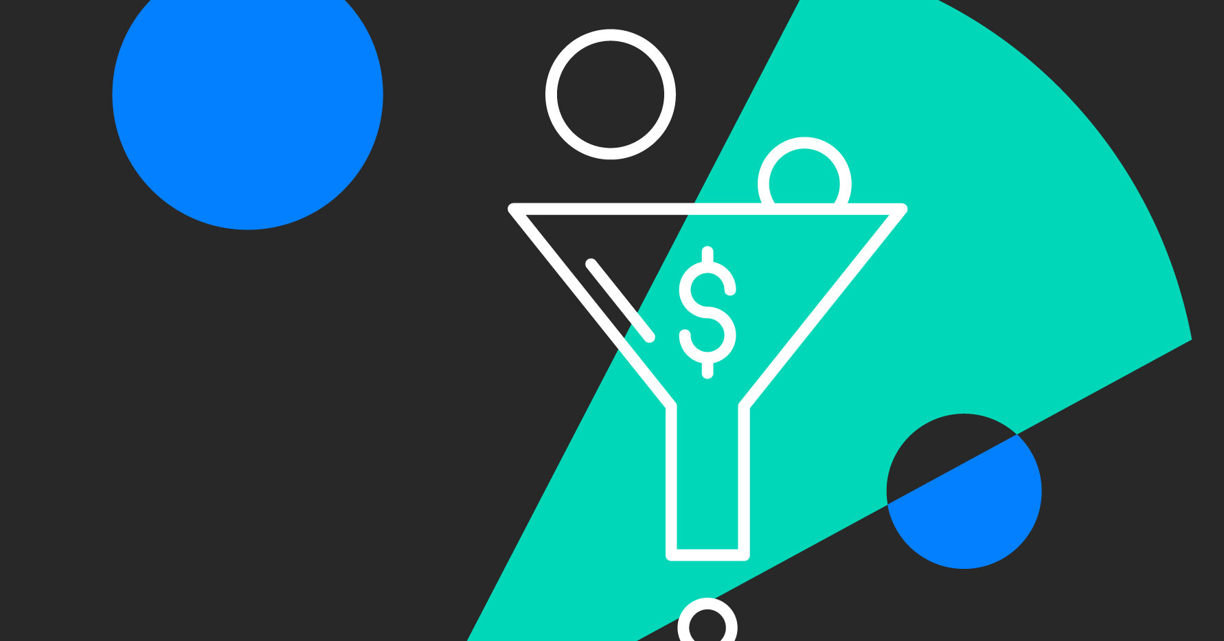 Stylistic illustration of a sales funnel labeled with a dollar sign