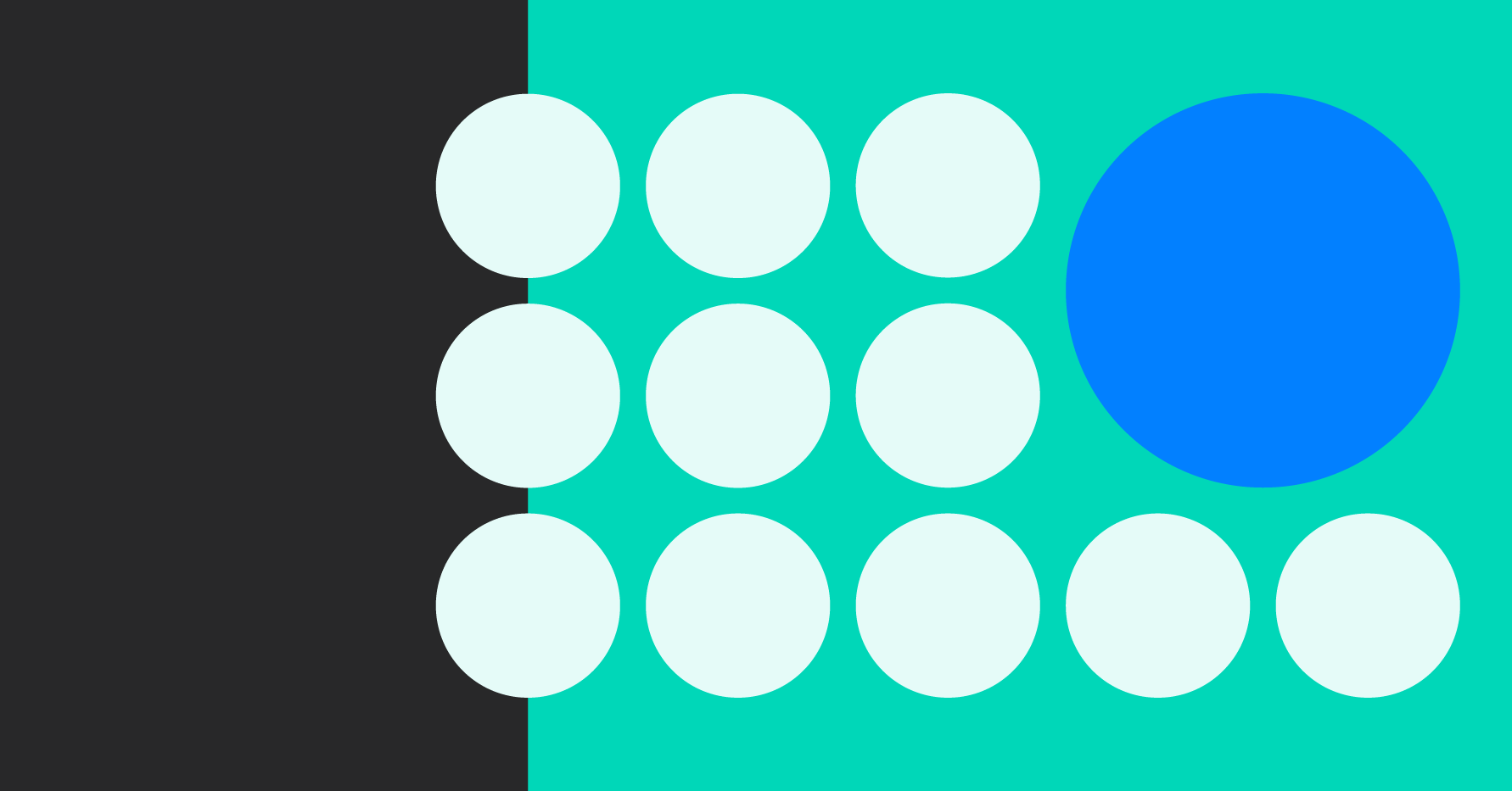 Stylistic illustration of a grid of circles and one large circle