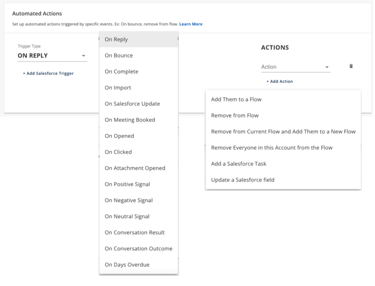 Screenshot of automated actions in Groove