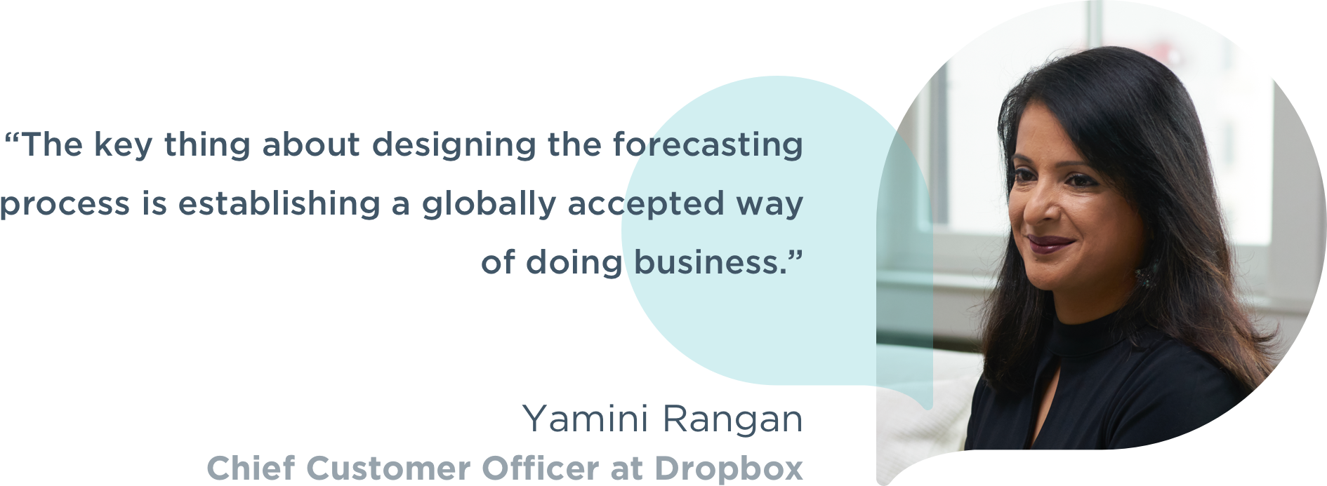 Banner image featuring a quote and headshot photograph of Yamini Rangan, Chief Customer Officer at Dropbox