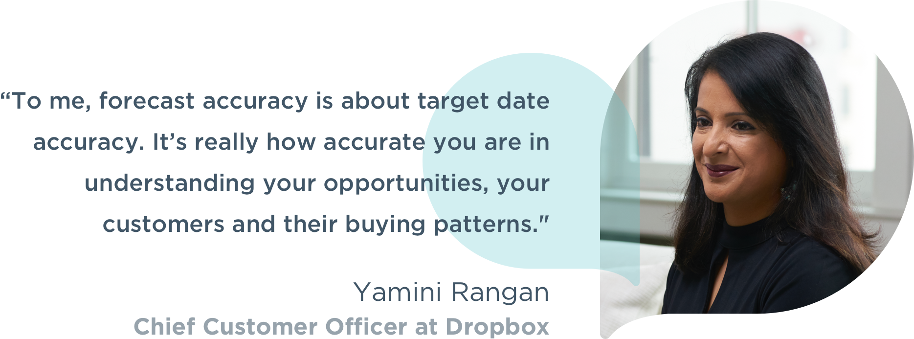 Banner image featuring a quote and headshot photograph of Yamini Rangan, Chief Customer Officer at Dropbox