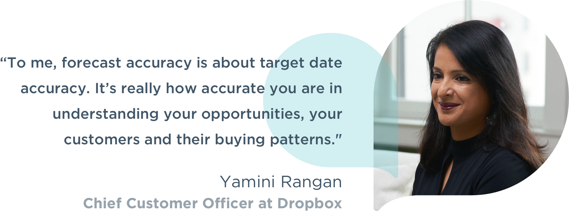 Banner image featuring a quote and headshot photograph of Yamini Rangan, Chief Customer Officer at Dropbox