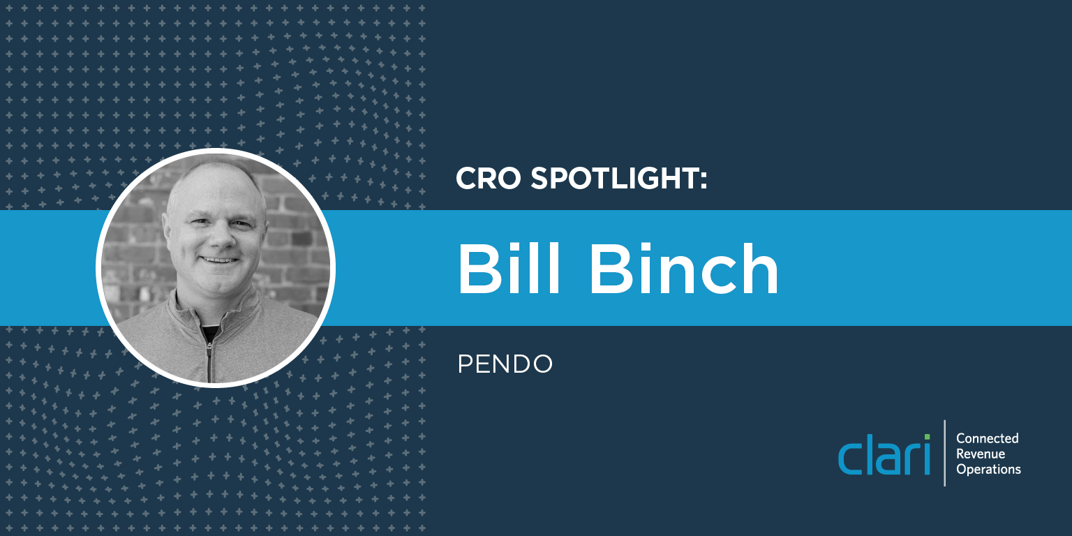 Banner for CRO Spotlight showing headshot of Bill Binch from Pendo