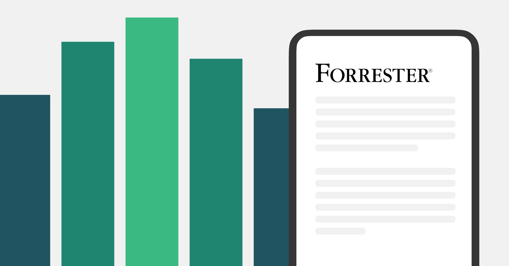Stylized illustration of a Forrester report on a tablet