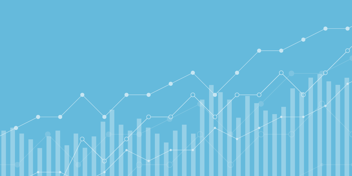 Illustration of line graphs overlapping a bar chart