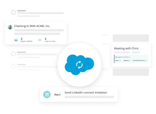 Screenshot of Groove activity reminders around a Salesforce cloud icon