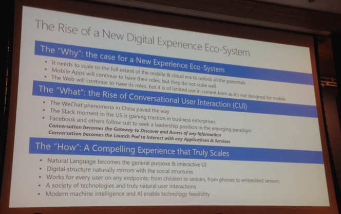 Photograph of a slide that says The Rise of a New Digital Experience Ecosystem