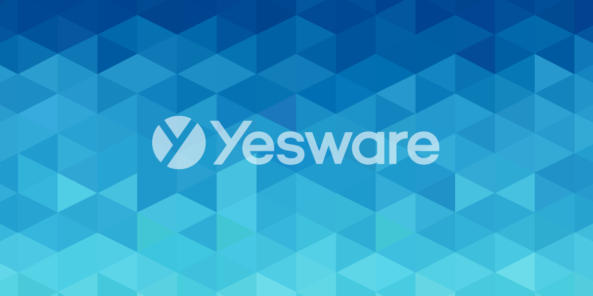 Yesware logo on a blue patterned background