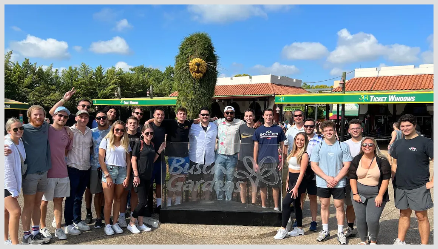 Group of Harness employees outside of Busch Gardens