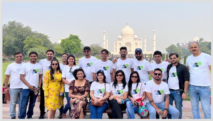 Leapwork team photo in front of the Taj Mahal