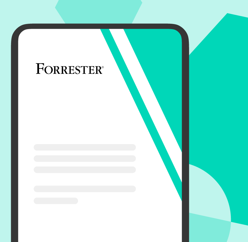 Stylized illustration of a Forrester report on a tablet