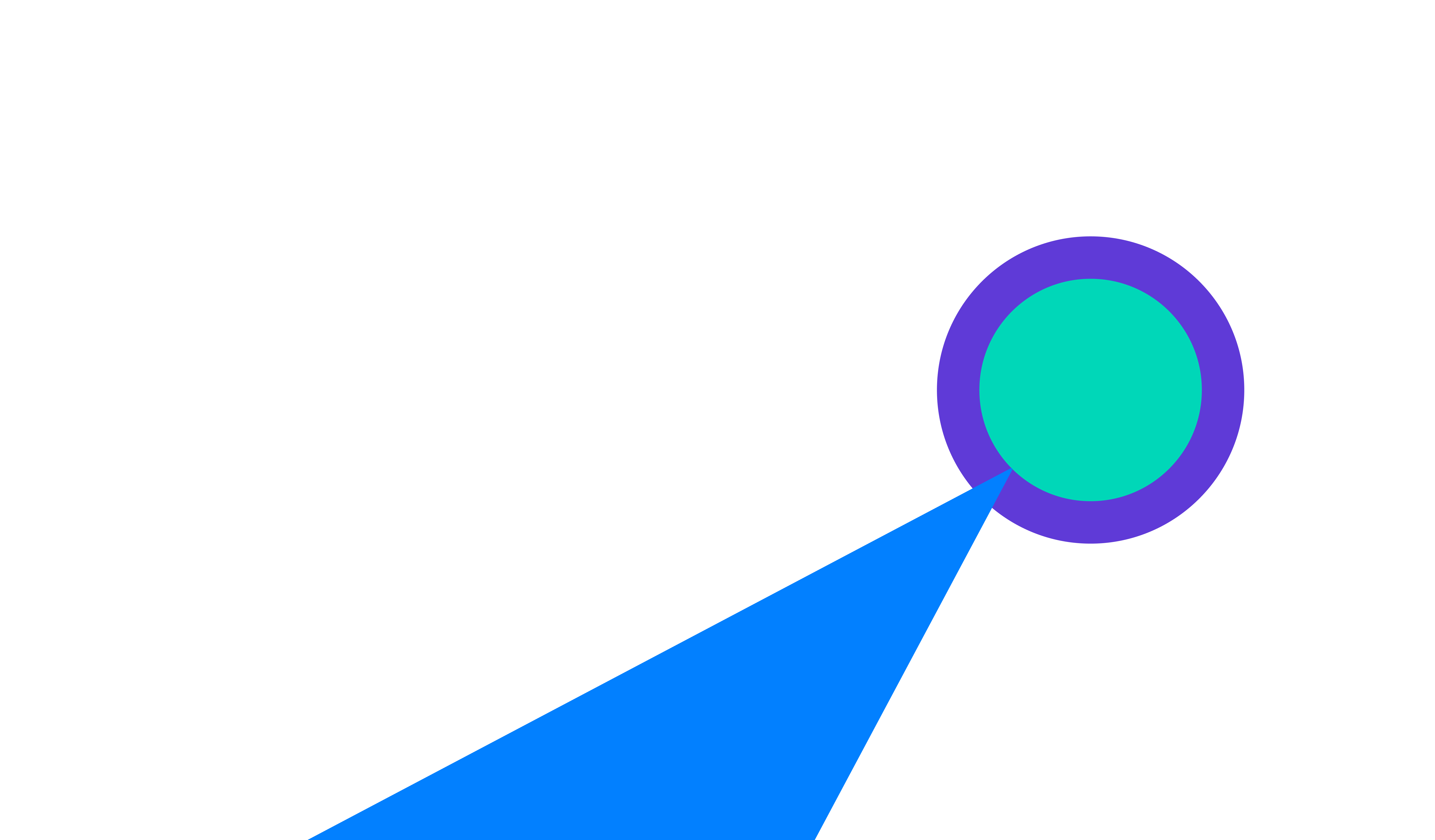 Stylistic illustration of a purple and green circle casting a blue spotlight