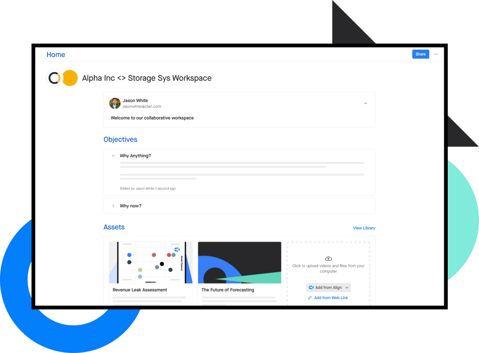 Screenshot of Clari Align collaborative workspace