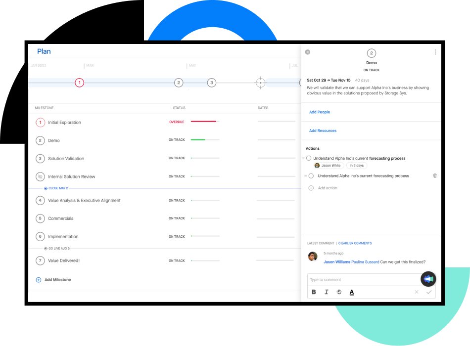 Screenshot of Clari Align mutual action plan