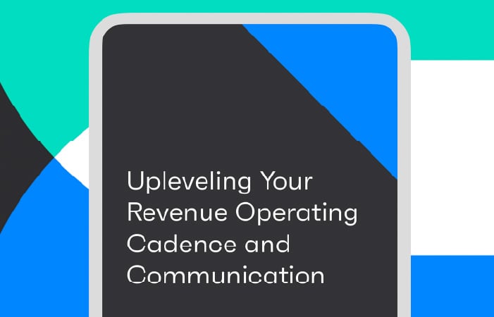 Stylized illustration of Upleveling Your Revenue Operating Cadence and Communication report on a tablet