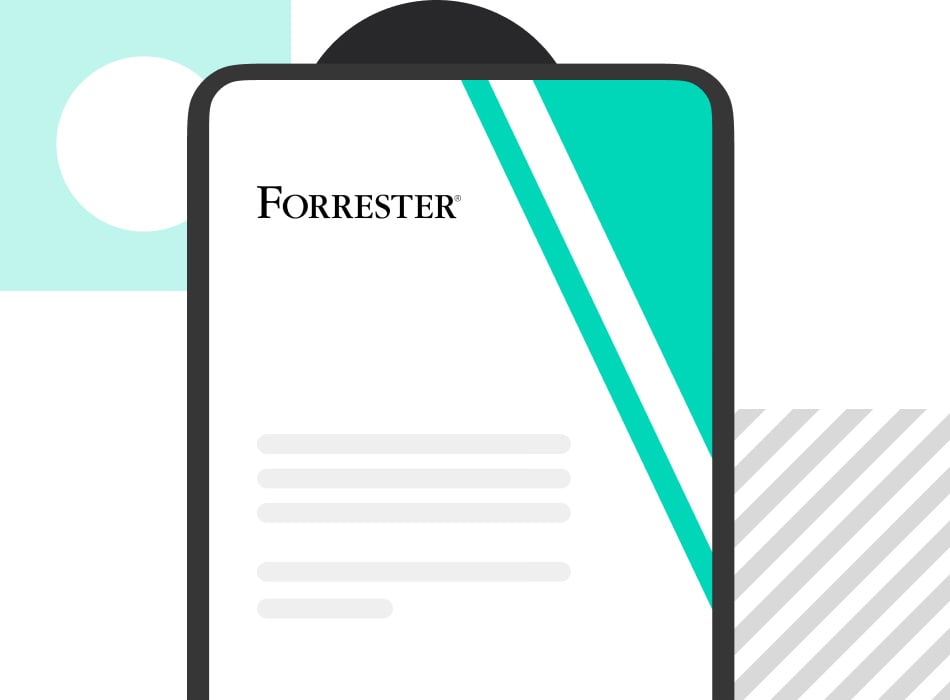 Stylized illustration of a Forrester report on a tablet